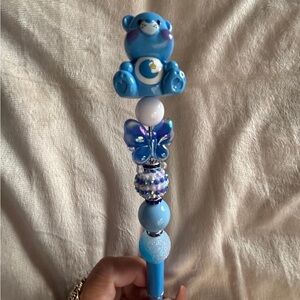 Blue Bear and Butterfly BEADED PEN